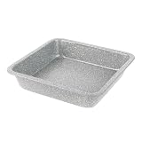 SALTER Quadratische Kuchenform - 23 cm Brownie-Backform, leicht zu reinigen Antihaftbeschichtung, Kohlenstoffstahl Ofenblech, PFOA-frei Backblech, für Kuchen, Lasagne, Marblestone, Grau