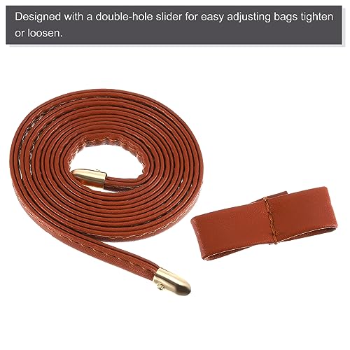 uxcell PU Leather Drawstring, 85.5cm/33.7" Detachable Pull String Purse Strap Bunches Pocket Accessories for Bucket Bag Shoulder Bag (Brown/Black)4