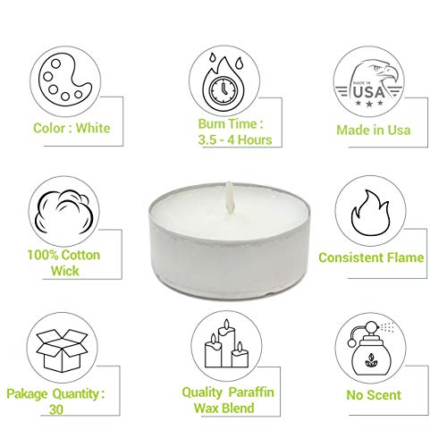 Candlenscent Unscented Tealight Candles, 30 Pack, White, Made In Usa #TOP1