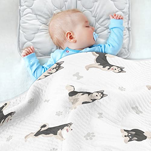 Image of Cotton Dog Swaddle Blanket for Infants, Lightweight Soft Swaddling Blanket for Crib, Stroller, Receiver, Puppy, 30x40 in