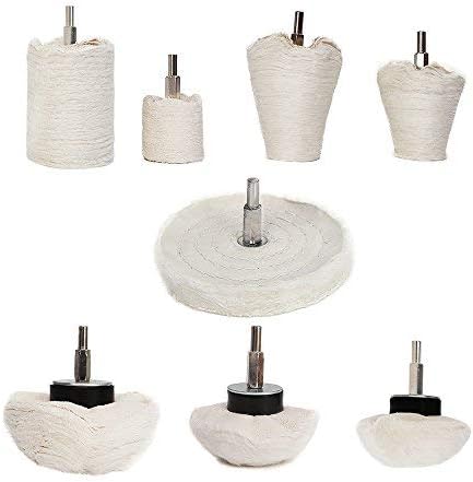 TONGTUPolishing Wheel - 8Pcs White Flannelette Polishing Wheel Cone/Column/Mushroom/T-shaped Wheel Grinding Head With 1/4 Handle For Manifold/aluminum/stainless steel/chrome etc.