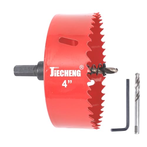 JIECHENG Bi-Metal 4 Inch Hole Saw for Wood, Plastic, Plywood, Gypsum and Thin Iron