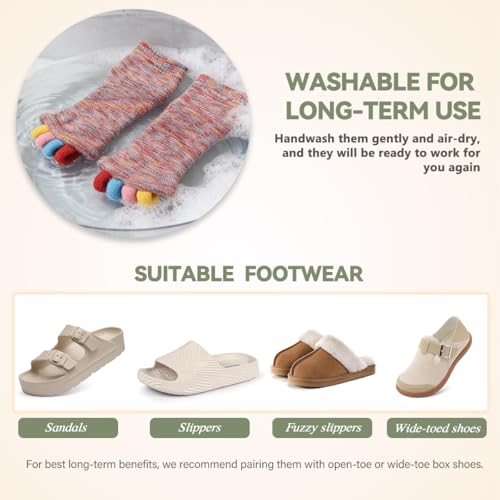 GEHENG Toe Separator Socks for Yoga Women Men, Bunion Corrector Spacers Socks for Pain Relief & Circulation Improvement (White) — view 6