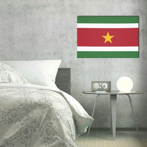 Toile moderne drapeau Suriname déco murale grand tableau de chambre