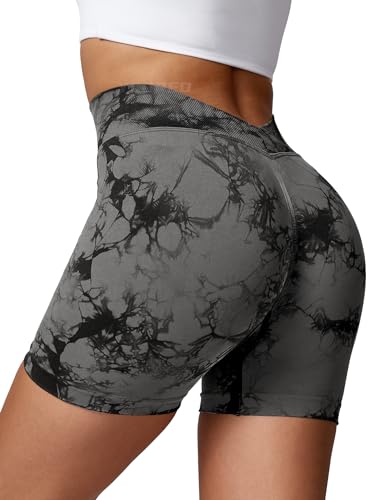 YEOREO Shorts femininos de ginástica com costas em V para levantamento de bumbum, shorts Liz cintura