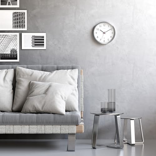 Cander Berlin Mnu 3030 Zegar Ścienny z Aluminium z Cichym Mechanizmem Zegarowym, Biały, Ø 30.5 cm