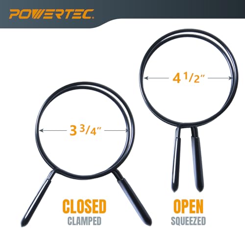 POWERTEC 4 Inch Double Loop Hose Clamps for Dust Collection Hose and Dryer Vent Hose, Quick Release Spring Clamps for Dust Collector and Dust Collection Fittings, 2 pack (70195) by POWERTEC - Image 2