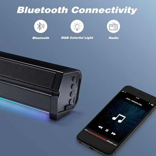 Delxo Sound Bar Bluetooth Speaker Wireless with Color Atmosphere Lights,Pro Loud Stereo Extra Bass Bluetooth Speaker,FM Radios Portable TWS Pairing Speakers for Home,Party,Outdoor,Shops,Office,Gifts