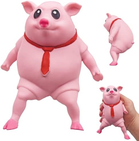 Squishy Pig Stress Squishy Piggie Squeeze Toy Anti-Anxiety Funny Pink Pig Toy Rebound Ball Fidget Toy Knead Sand Toy Pinch Stress Relieve ADD ADHD Helpful for Kid Halloween Party