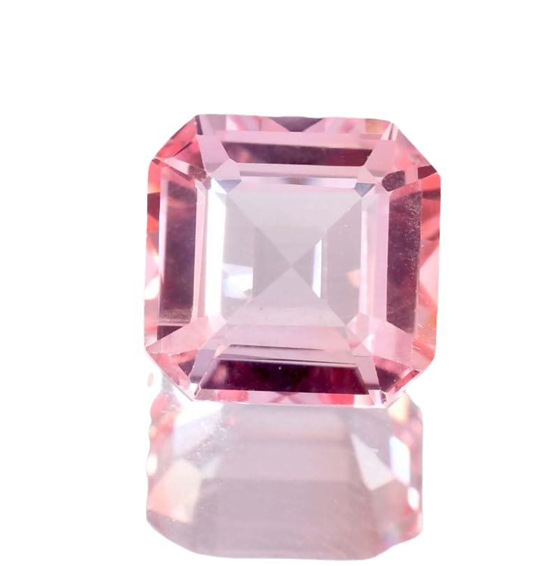 Morganite naturelle forme émeraude 9x9mm gemme facettée pour bague et pendentif