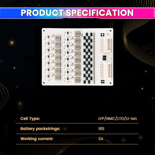 Image of amiciSolar 16S 2A Active Balancer Board for LFP LiFePO4 Lithium Li-ion Lipo LTO Battery Packs - Inductive Energy Equalization for 3.0V~4.2V Cells, Efficient Voltage Balancing