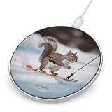 Skiing Squirrel Wireless Charger 10W Portable Fast Wireless Charging Pad Compatible with Phone Slim Charging Station Lightweight Charger Mat Charging Block for Travel Home Office