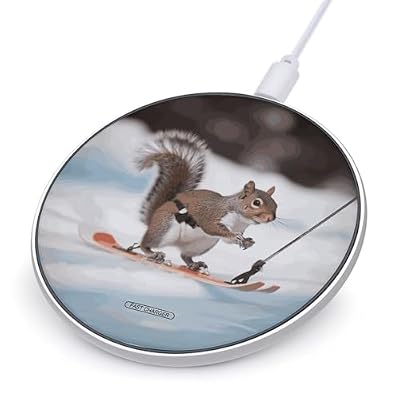 Skiing Squirrel Wireless Charger 10W Portable Fast Wireless Charging Pad Compatible with Phone Slim Charging Station Lightweight Charger Mat Charging Block for Travel Home Office