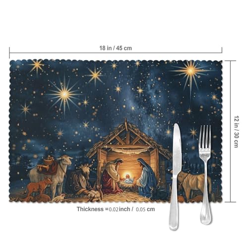 Dujiea Jogo americano vintage de Natal com 6 jogos americanos duráveis para mesa de cozinha, lavável