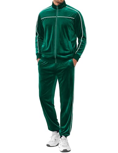 COOFANDY Men's Sweatsuits 2 Piece Set Velour Tracksuits Velvet Jogging Suits Jackets Pants Set