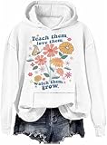 Photo Gallery felpa con cappuccio da donna con scritta "teach them love them watch them grow teacher", bianco-h, xl Photo Gallery felpa con cappuccio da donna con scritta "teach them love them watch them grow teacher", bianco-h, xl