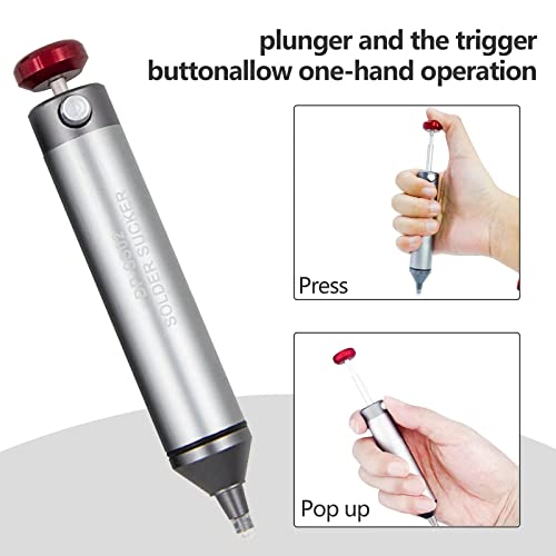Solder Sucker - No Clog Aluminum Desoldering Pump With Strong Vacuum Suction,Innovative Heat Resistant Elastic Silicone Tube(Dp-Ss02 +2 Pack Silicone Tubes) #TOP2