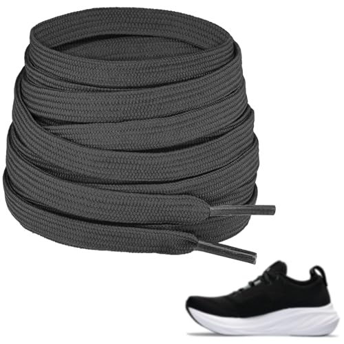 NDTEZUGT Road Running Shoe Lace for ASICS Road Running Shoes, 1/4\"(6mm) Thin Flat Polyester Strings Replacement Shoelaces (Black,54\"/140cm)