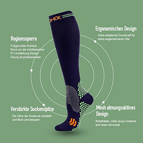 COCOHOK Kompressionsstrümpfe Sport Herren & Damen, Fit für Sport, Fußball, Flug, Laufen, Kompressionssocken für Männer & Frauen für Steigerung der Leistung, Ausdauer, Durchblutung und Erholung