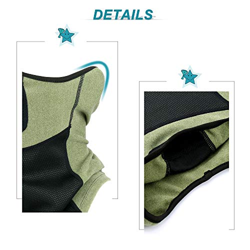 Wtactful Windproof Fleece Neck Gaiter Neck Warmer Face Mask Cover For Cold Weather Breathable Gear Winter Outdoor Sports Snowboard Skiing Cycling Motorcycle Hunting Running Men Women Green #TOP4
