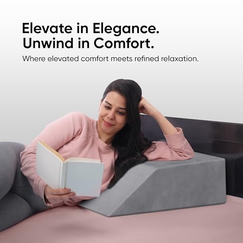 Image of Frido Leg Elevation Wedge Pillow for Edema, Varicose Veins, Fracture | High Resilience Foam Cushion for Leg, Knee & Thigh Support | Back Pain & Swelling Relief | Lightweight (Slate Grey)