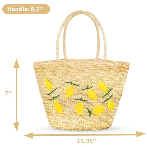 Bolso veraniego tejido a mano con bordado limón miniatura 4