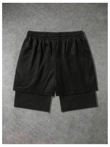 Floerns Men's 2 in 1 Running Shorts Cross Print Athletic Gym Workout Shorts with Compression Liner2