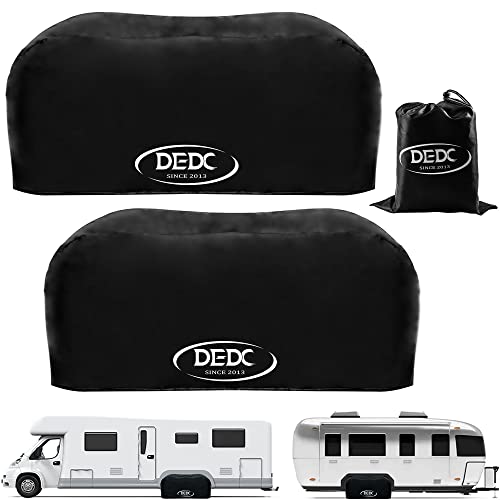 Dedc 2 Pcs Dual-Axle Tire Covers For Rv/Trailers/Truck Accessories [Waterproof][Sun Protection][Plush Lining]，Fit 27"-30" Dia Wheels,Black #TOP12