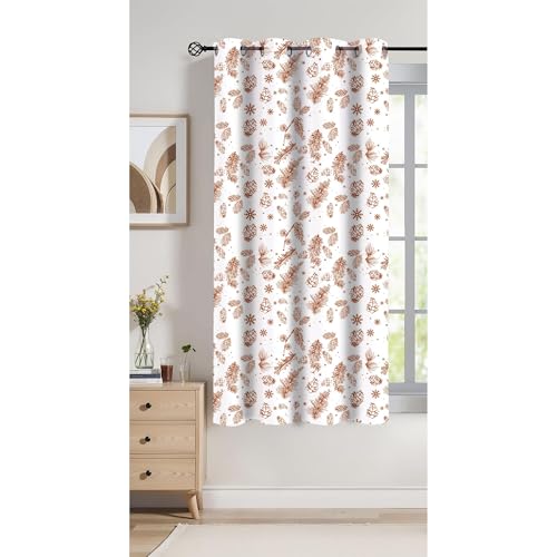 Image of Windows Curtain |5 Feet Grommet Curtain Set of 2 | Printed Design | 100% Cotton | Reusable and Durable Window Curtain | Curtain for Living Room| Perfect for Home Decor (Brown, 5 Feet, Floral)