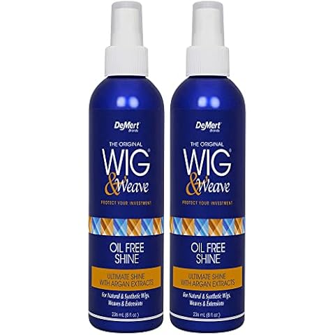 Demert Wig & Weave Oil Free Shine Hair Spray with Argan Extracts Brands - (2-Pack) 8 fl oz - Ultimate Shine for Natural and Synthetic Wigs, Weaves, and Extensions Cover