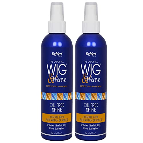 Demert Brands Wig & Weave Oil Free Shine Hair Spray with Argan Extracts (2-Pack) 8 fl oz - Ultimate Shine for Natural and Synthetic Wigs, Weaves, and Extensions