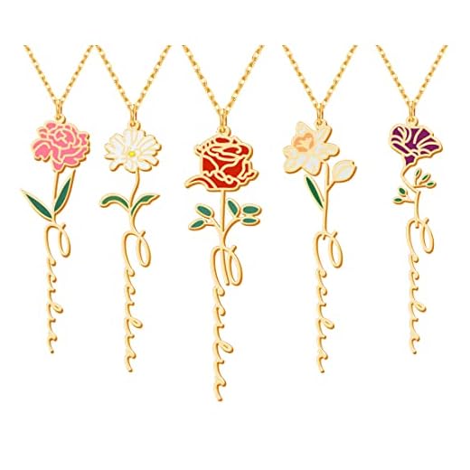 Birth Flower Personalized Name Necklace