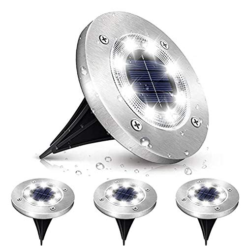 MWJK 4 Pcs Solar Power Buried Light Under Ground Lamp Outdoor Way Garden Decking with 8 LED Waterproof Outdoor Path Lights