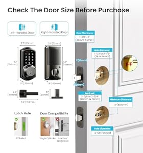 Veise VE06-L Smart Deadbolt Lock with 2 Lever Handle Set, Matte Black — photo 6 of 6