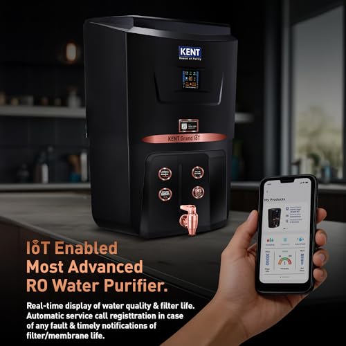 Image of KENT Grand IoT RO Water Purifier| 4 Years Free Service*| RO+UV+UF+Alk+Cu+TDS Control+UV in Tank | IoT Enabled | Fully Automatic On&OFF Operation |8L|20 LP /Hr|Ideal For Borewell /Tanker /Municipal Water