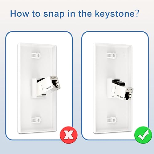 FGB 10 Pack Ethernet Wall Plate, 2 Port Keystone Wall Plate with Bracket and Cat7 Shielded RJ45 Keystone Coupler, Single Gang Ethernet Wall Plate with Mounting Bracket by FGB - Image 5