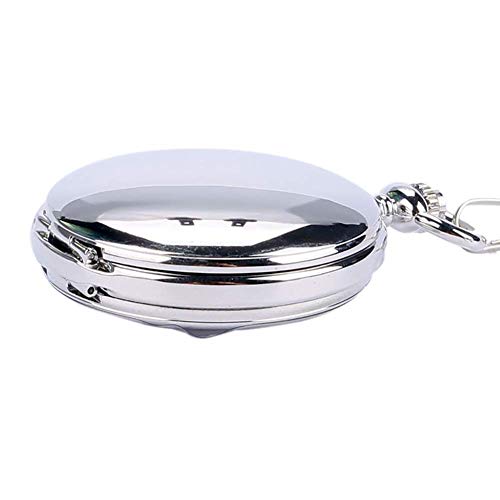 Zorilo Men's Vintage Pocket Watch With Chain, Retro Gift For Father's Daymen's Pocket Watch Silver Smooth Double Full Hunter Mechanical Pocket Watch Gift #TOP2