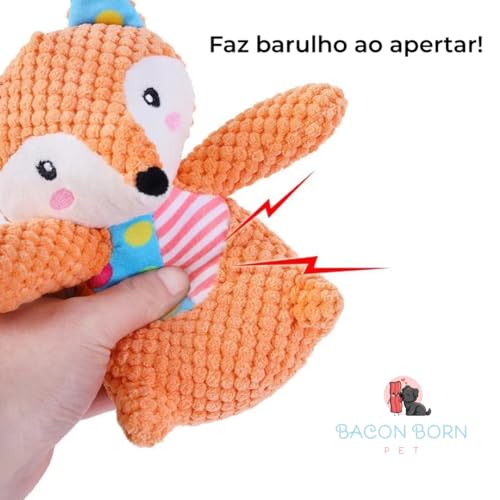 Pelúcia Brinquedos Interativos Cães Mordedor Pet Cachorros Com Som de Plástico (Raposa Retalhos)