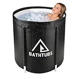 STARBRILLIANT Portable Foldable Bathtub, Collapsible Adult Bath Tub for Hot SPA and Ice Bath, Space-Saving Storage, Durable PVC Material (Black, 27inch)