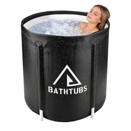 STARBRILLIANT Portable Foldable Bathtub for Adults Families, Affordable, Lightweight, Easy to Assemble Collapsible Bathtub (Black)