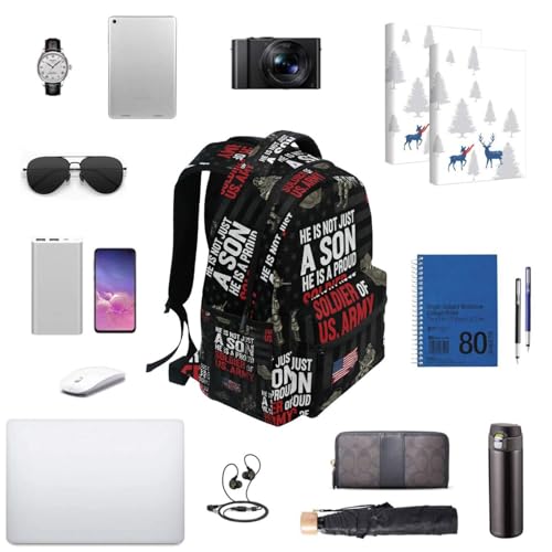 QUGRL Proud Soldier Of Us Army School Backpack for Girls Boys Veterans Day Large Bookbag Laptop Computer Bag Casual Hiking Travel Daypack Backpack Schoolbag for Teens College 16 Inch4