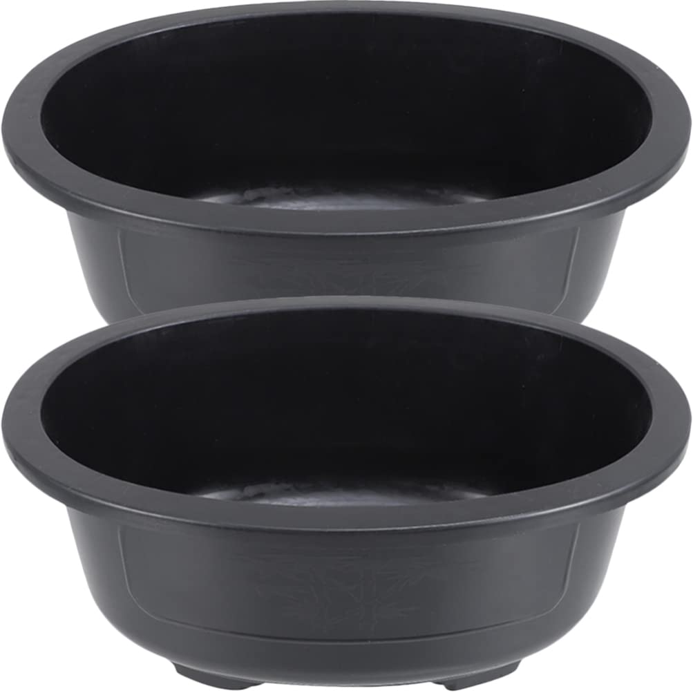 Lot de 2 pots ovales en plastique pour bonsaï 50 x 39 cm – Idéal pour l'entraînement des arbres et plantes succulentes, parfaits pour le jardin, la cour, la décoration de bureau, pots durables pour