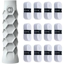 Hesacore Pickleball Bundle Standard Grip White Size S 5.25 + Hesatac Overgrip White Tape 12-Pack Anti-Sweat Control, Enhanced Stability, Reduced Vibration