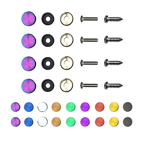Waybeyondframe Color: Neo Chrome - License Plate Screws Stainless Steel, Set Of 4 Fasteners For Front Or Rear Plates, Frames Covers On Cars, Trucks, Suvs Rustproof, Self Tapping And M6 Metal Caps #TOP2