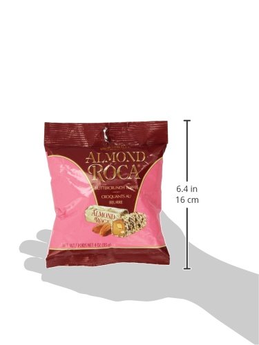 Brown & Haley ALMOND ROCA Hang Bag - The Original Buttercrunch Toffee with Almonds - Individually Wrapped Candy - Chocolate Candy with Almonds and Toffee - Gluten Free Kosher Candy - 4 oz Bag