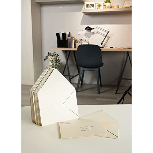 50 Pack 5X7 Ivory Envelopes For Wedding Invitations, A7 Size For Bridal Shower Announcements With Gold Foil Edges #TOP1