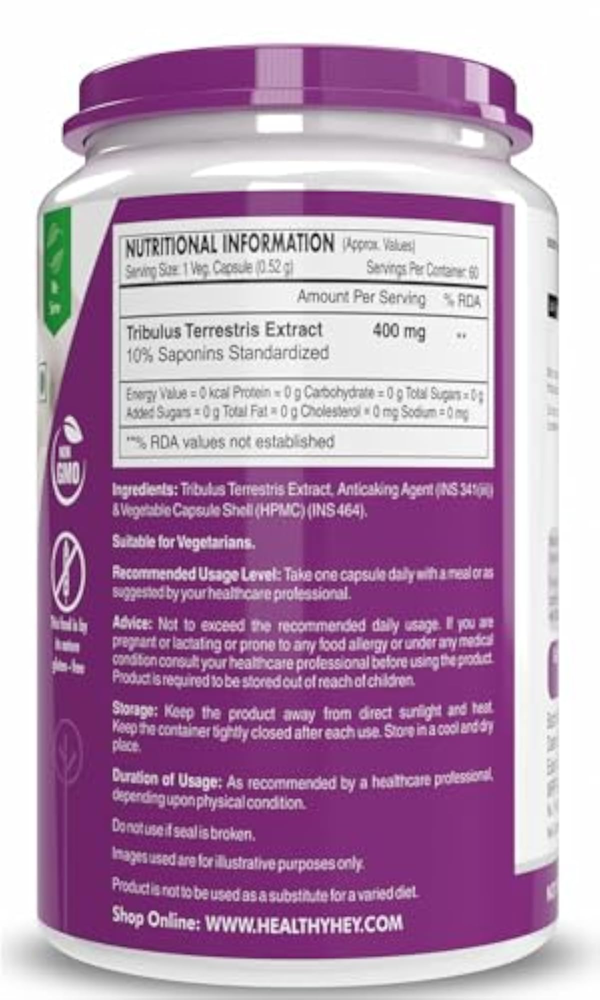 HealthyHey Nutrition Tribulus Terrestris - 60 Count