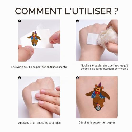 Qpout 10 feuilles de tatouages temporaires de cirque pour les enfants, autocollants de cirque mignons pour les fêtes d’anniversaire, faveurs de carnaval, récompenses de classe pour garçons et filles – vue 4
