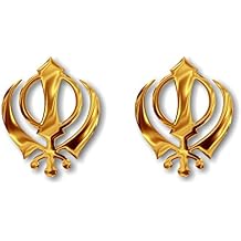 4 Liquid Gold Effect Print Sikhism Khanda Symbol Decals Sticker Sikh Kara Punjabi Kada 3 Swords Vinyl Vehicle Religion Vinyl Stickers 4 Decal Set - Sikhism Khanda - Gold Print