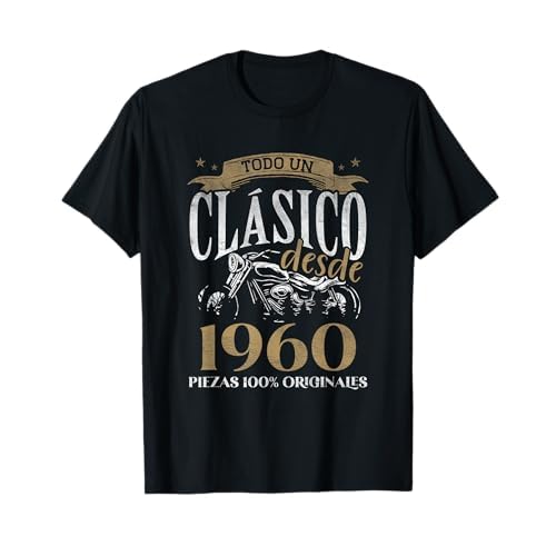 Nacido en 1960 - 64 Años Cumpleaños Moto Biker Hombre Motero Camiseta